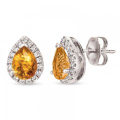 Le Vian Citrine & Diamond Earrings 1/4 ct tw 14K Vanilla Gold