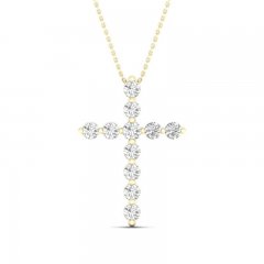 Lab-Created Diamonds by KAY Cross Necklace 1/2 ct tw Round-Cut 14K Yellow Gold 18"