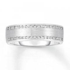 Men's Diamond Wedding Band 1/2 ct tw Round-cut 10K White Gold