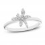 Diamond Dragonfly Ring 1/5 ct tw Round & Baguette-cut 10K White Gold