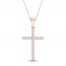 Diamond Cross Necklace 1/4 ct tw Round-Cut 10K Rose Gold 18"