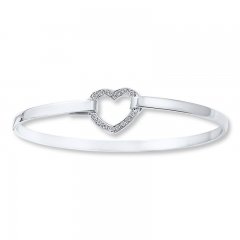 Heart Bangle Bracelet 1/15 ct tw Diamonds Sterling Silver