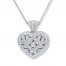 Heart Locket Necklace 1/20 ct tw Round-Cut Sterling Silver