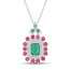 Lab-Created Emerald/Lab-Created Ruby/White Lab-Created Sapphire Necklace Sterling Silver 18"