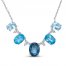 Vibrant Shades Blue Topaz & White Lab-Created Sapphire Necklace Sterling Silver 16.3"