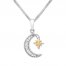 Diamond Moon Necklace 1/15 cttw Sterling Silver/10K Yellow Gold