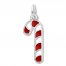 Candy Cane Charm Red/White Enamel Sterling Silver