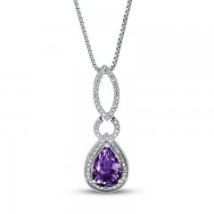 Amethyst Necklace Diamond Accent Sterling Silver