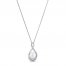 Cultured Pearl Necklace 1/10 ct tw Diamonds Sterling Silver 18"