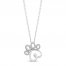 Hallmark Diamonds Paw Necklace 1/10 ct tw Sterling Silver