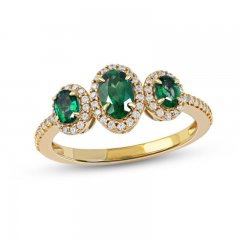 Emerald Ring 1/5 ct tw Diamonds 10K Yellow Gold