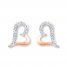 Heart Earrings 1/10 cttw Diamonds Sterling Silver/10K Rose Gold