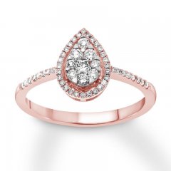 Diamond Teardrop Ring 1/3 ct tw Round-cut 10K Rose Gold