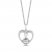 Hallmark Diamonds White Topaz Heart Necklace 1/10 ct tw Round-Cut Sterling Silver 18"