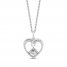 Hallmark Diamonds White Topaz Heart Necklace 1/10 ct tw Round-Cut Sterling Silver 18"