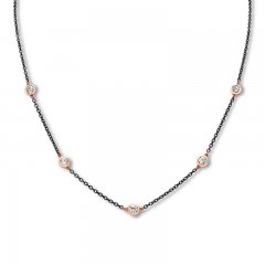 Diamond Choker Necklace 3/4 ct tw 10K Rose Gold/Stainless Steel