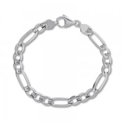 8" Figaro Link Bracelet 14K White Gold Appx. 3.2mm