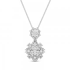 Sparks of Love Diamond Necklace 1 ct tw Round/Baguette 10K White Gold 18"