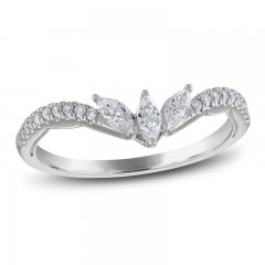 Diamond Contour Anniversary Band 1/3 ct tw Marquise/Round-Cut 14K White Gold