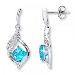 Blue & White Topaz Earrings Sterling Silver