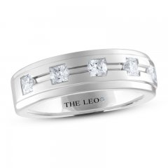 THE LEO Diamond Men's Wedding Band 1 ct tw Princess-cut 14K White Gold