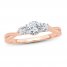 3-Stone Diamond Engagement Ring 3/4 ct tw Round-cut 14K Rose Gold