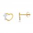 Children's Earrings Heart and Cross 14K Yellow Gold