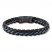 Men's Leather and Blue Ion-Plated Stainless Steel Bracelet 8.5"