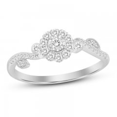 Diamond Flower Ring 1/4 ct tw Round-cut Sterling Silver