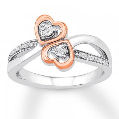 Diamond Heart Ring Sterling Silver/10K Rose Gold