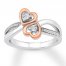 Diamond Heart Ring Sterling Silver/10K Rose Gold