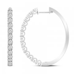 Diamond Hoop Earrings 2 ct tw Round-Cut 10K White Gold