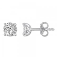 Diamond Stud Earrings 1 ct tw Round-cut 14K White Gold