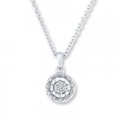 Diamond Necklace 1/10 ct tw Round-cut 10K White Gold