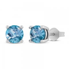 Swiss Blue Topaz Stud Earrings Sterling Silver