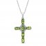 Peridot & White Lab-Created Sapphire Cross Necklace Sterling Silver 18"