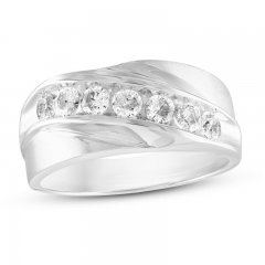 Men's Diamond Wedding Band 1 ct tw Round-cut 10K White Gold