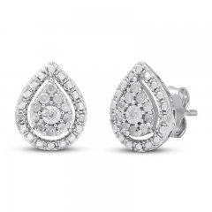 Diamond Pear Earrings 1/5 ct tw Round-cut Sterling Silver