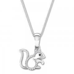 Squirrel Necklace 1/20 ct tw Diamonds Sterling Silver