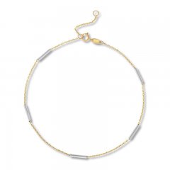 Bar Anklet 10K Two-Tone Gold 9" Adjustable