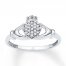 Diamond Claddagh Ring 1/10 ct tw Round-cut 10K White Gold