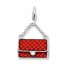 Red Purse Charm Enamel & Crystal Accent Sterling Silver