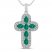 Lab-Created Emerald & White Lab-Created Sapphire Cross Necklace Sterling Silver 18"