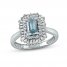 Aquamarine & White Lab-Created Sapphire Ring Sterling Silver