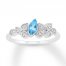 Blue Topaz & Diamond Ring Sterling Silver