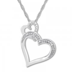 Diamond Heart Necklace Sterling Silver