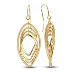 Oval Twist Dangle Earrings 14K Yellow Gold