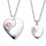 Mother/Daughter Necklaces Heart with Rose Sterling Silver