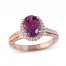 Amethyst & White Topaz Ring 10K Rose Gold