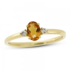 Citrine & Diamond Ring 1/20 ct tw 10K Yellow Gold